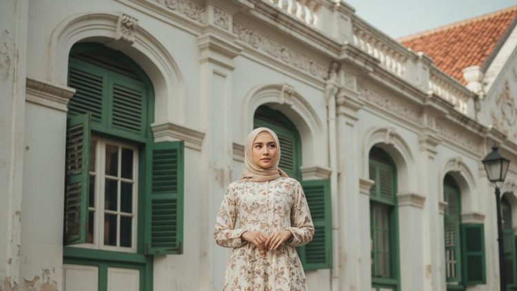 9 Gamis Batik Kombinasi Kain Polos yang Elegan untuk Pesta dan Kondangan