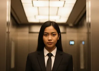 3 Prompt AI untuk Edit Foto di Lift Menggunakan Jas dan Desain Rumah Tropis di Pekarangan Sempit