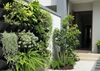 8 Desain Taman Depan Rumah Anti Ular dengan Batu Koral Putih yang Nyaman untuk Bersantai